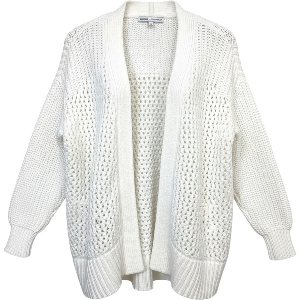 Express x Olivia Culpo White Open Knit Cardigan Sweater XS Oversized Capsule